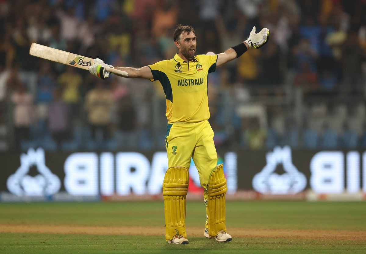 Sameer2022N's tweet image. #Glenn Maxwell played a lone warrior's role in Australia's chase of 292 against Afghanistan as he helped them get closer to the target from 91 for 7 with a sensational hundred in Mumbai.
#glanemaxwell appriciated.