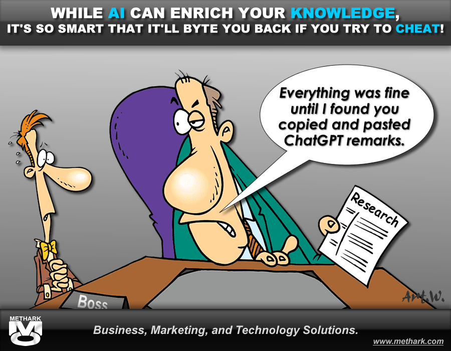 methark's tweet photo. WHILE AI CAN ENRICH YOUR KNOWLEDGE, IT'S SO SMART THAT IT'LL BYTE YOU BACK IF YOU TRY TO CHEAT!
#AISmartness #KnowledgeEnrichment #NoCheatingAI #SmartTechnology #ByteBack #AIHumor #CheatingConsequences #TechJokes #EducationalAI #IntelligentMachines https://t.co/0bXBoiOm3j