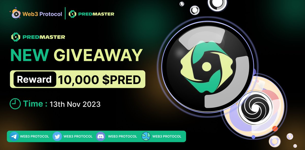 🎉Web3 Protocol X Predmaster $PRED giveaway

🏆Prize Pool:- 10,000 $PRED ( $7000 USDT )

 To Enter:-
✔️Follow <a href="/Web3_Protocol/">Web3 Protocol</a> &amp; <a href="/predmaster_ai/">Predmaster</a>
✔️Like and RT 3 friends
✔️Fill form :- tinyurl.com/4dwth5ur

#Airdrop #Giveaway #Giveaways #Predmaster