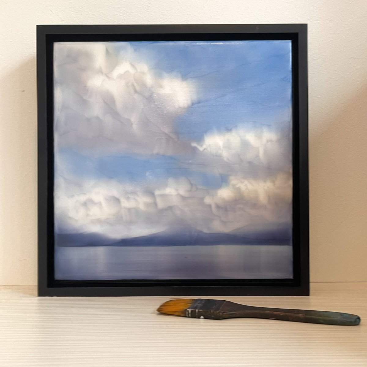 Lake Dream  - 12”x12”, acrylics
A gentle atmospheric landscape, inspiration from Lake Pend Oreille, Idaho.