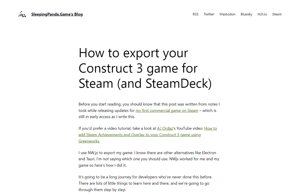 __sleepingpanda's tweet photo. My first blog post is out:

"How to export your #Construct3 game for Steam and Steamdeck"

👇
https://t.co/4H1hdq3U1t
👆

Please, share as much as possible so that other C3 devs know about it 🙏🥹
#gamedev #indiedev https://t.co/j4fnSgwNF5