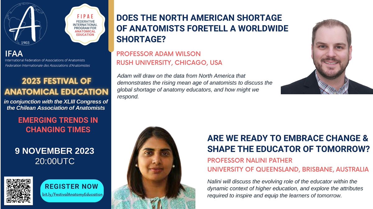 Please join us for the 2023 IFAA Education Festival Symposium on 9 November 2023 at 20.00UTC. To receive the Zoom link for the meeting, please register your interest at : bit.ly/FestivalAnatom…