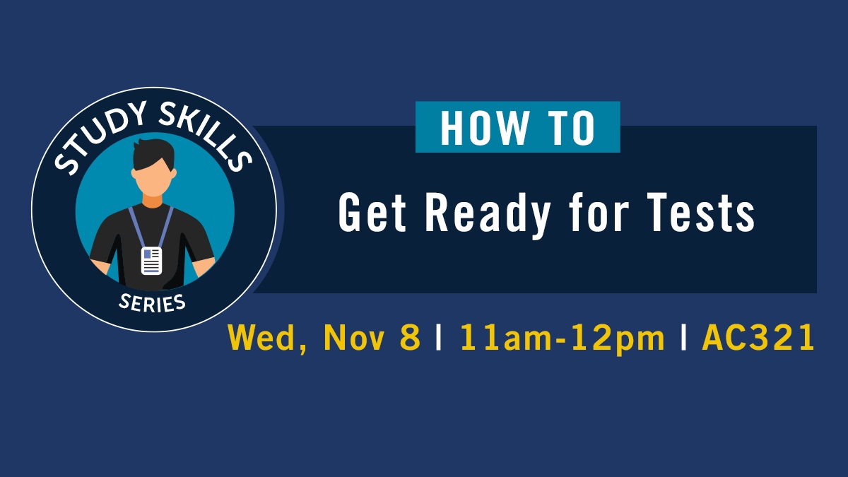 📚 Ace your next test with confidence! Join our Study Skills Series workshop, 'How to Get Ready for Tests,' on Nov 8 from 11:00am to 12:00pm at AC321. #StudySkills #TestPreparation #aacc