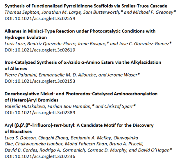 JOC_OL's tweet photo. Here they are! Our most read, recently published #OrgLett articles so you can see what everyone is finding interesting. Please have a look:

https://t.co/NPs70zwtWN
https://t.co/T8DjSrlLsK
https://t.co/qhhsTQpMvT
https://t.co/jR4GSeLcpn
https://t.co/YxMqY0QL3C https://t.co/ymwmvzdcwV