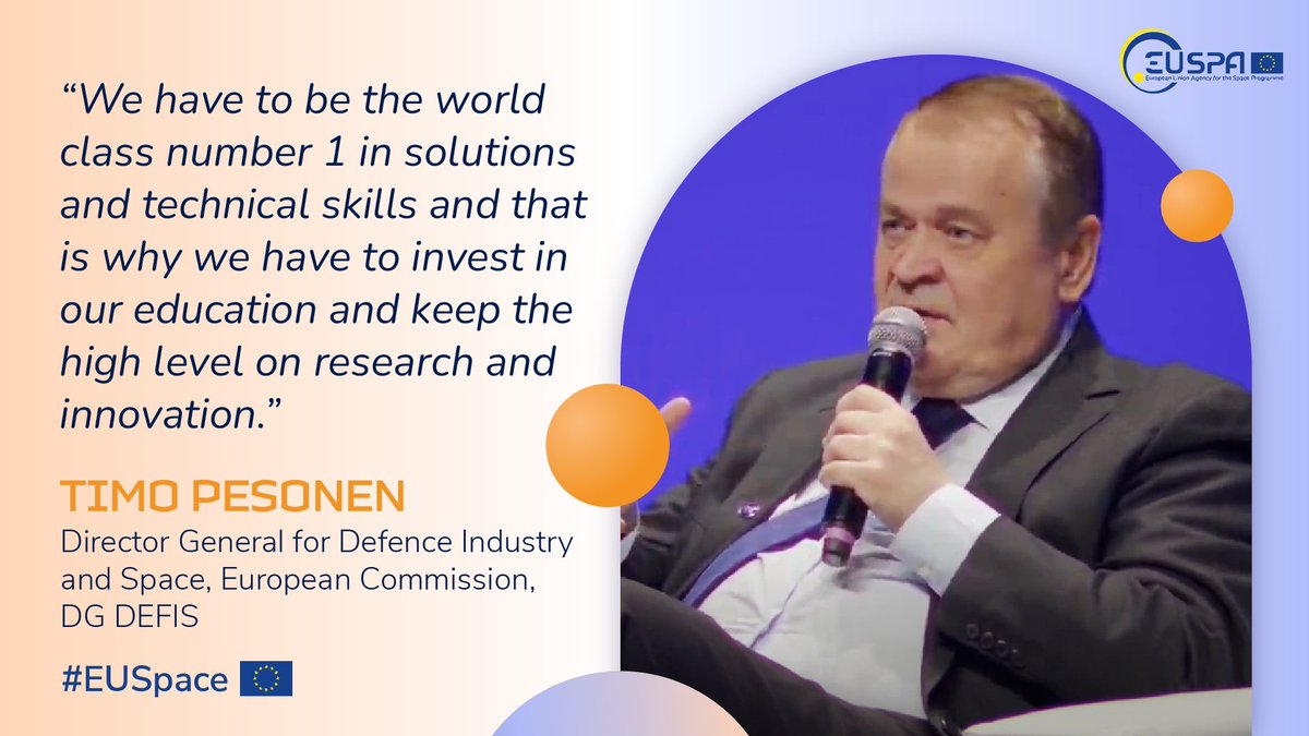 'We have to be the world class number 1 in solutions and technical skills and that is why we have to invest in our education and keep the high level on research and innovation” says @TimoPesonen1 @EU4Space #EUSpace #EUSW