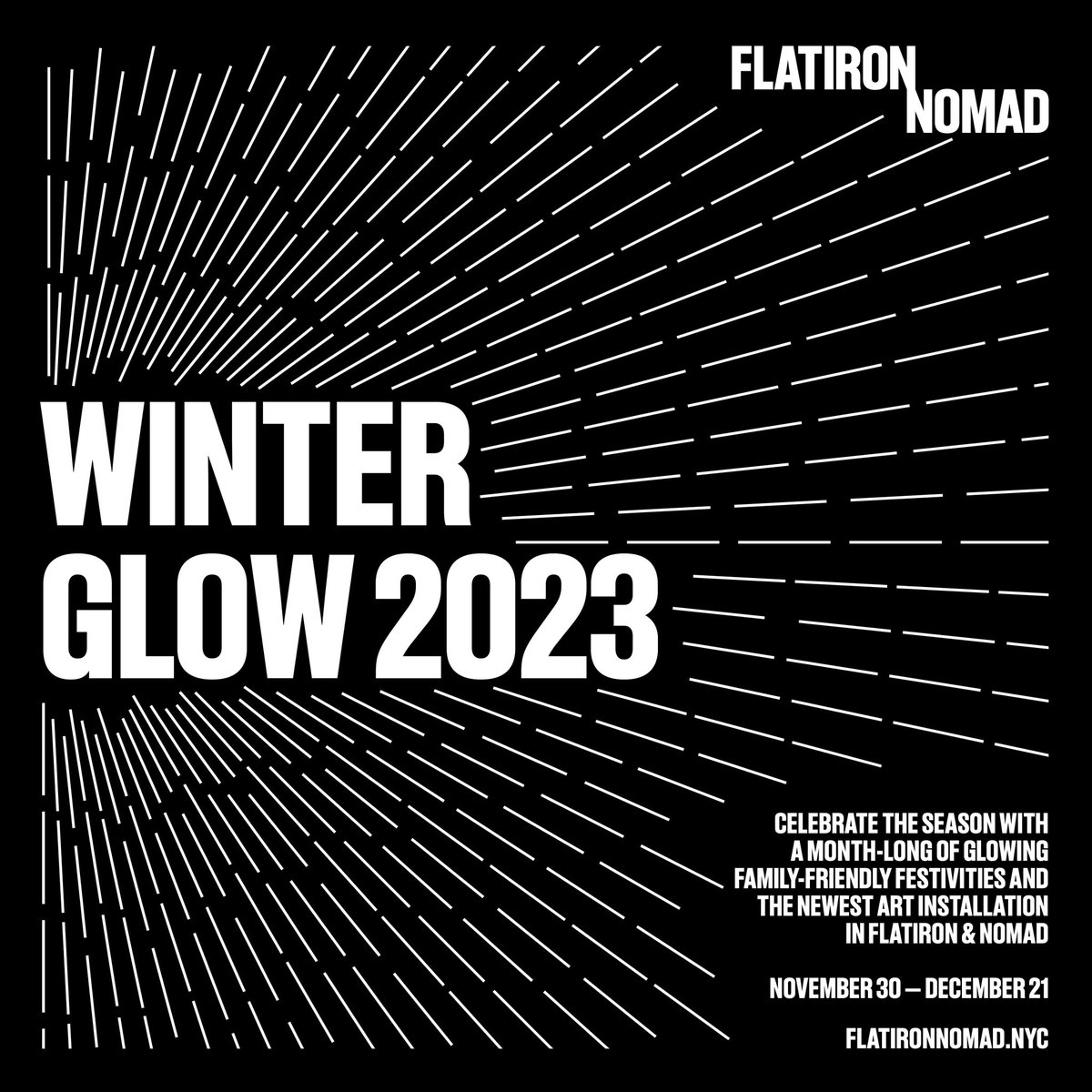 FlatironNY's tweet image. We&apos;ve got glowing news! We&apos;re excited to announce this year’s holiday program: Winter Glow. ✨ 

Starting 11/30, celebrate the season with free public pop-up programming and our new interactive art installation CONTROL NO CONTROL, created by Iregular. 

bit.ly/FNWinterGlow