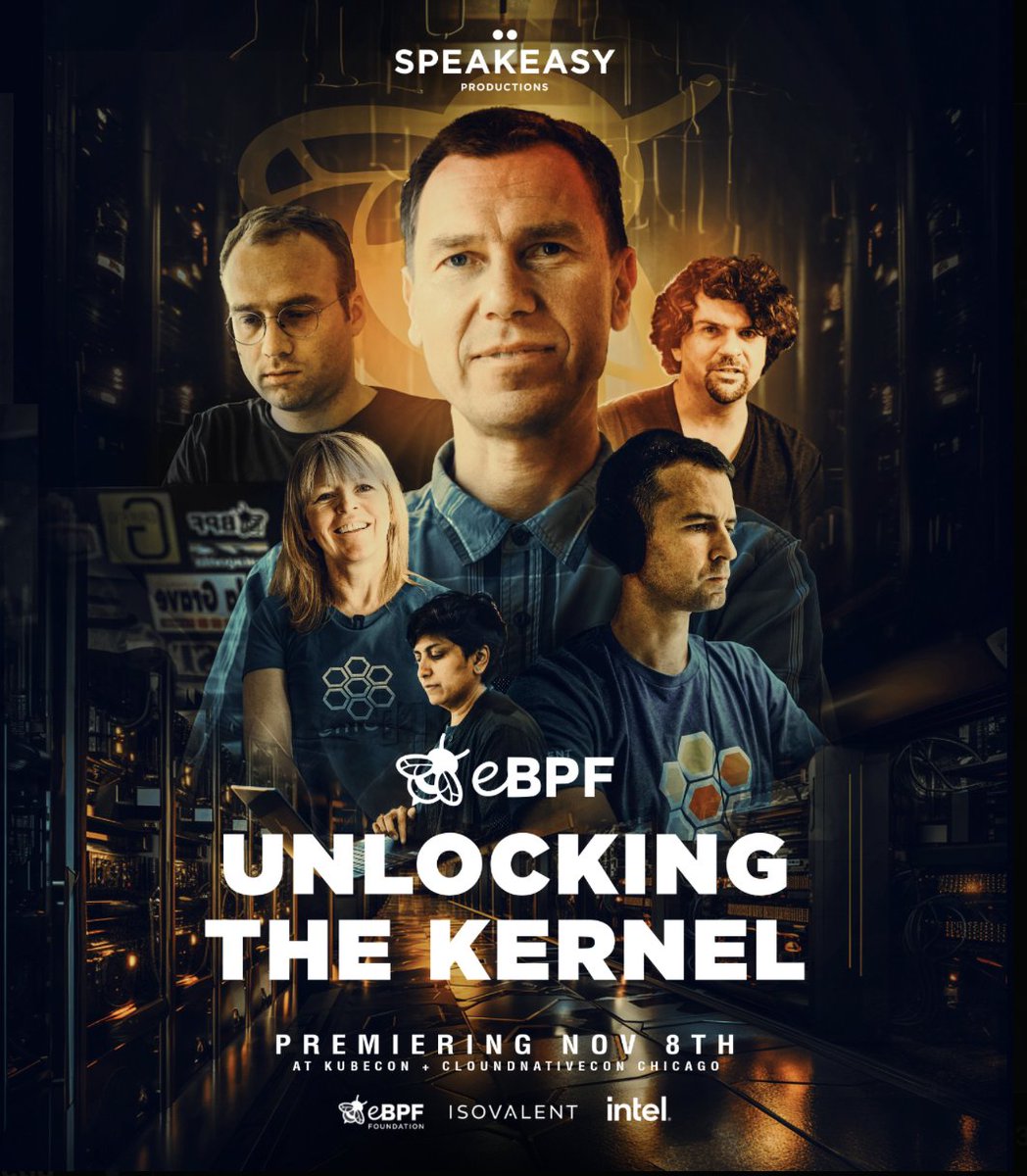 Are you at #Kubecon? If so, don't miss the world premiere of the documentary eBPF: Unlocking the Kernel tomorrow! It's all happening on 11/8 at 4:15 pm PT/6:15 pm CT. #eBPF #UnlockingtheKernel ebpfdocumentary.com