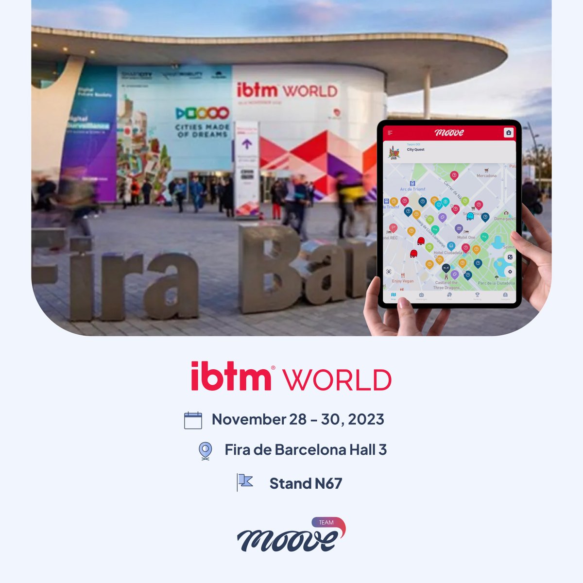 We will be  at #IBTMBarcelona 2023: Visit Us at Stand N67 🌟

Join us from Nov 28-30 for insightful interactions and to explore our latest innovations. Barcelona is not just the host city; it's our home. Let's shape the future of events together! #EventProfs  #EventTech 🚀🌍