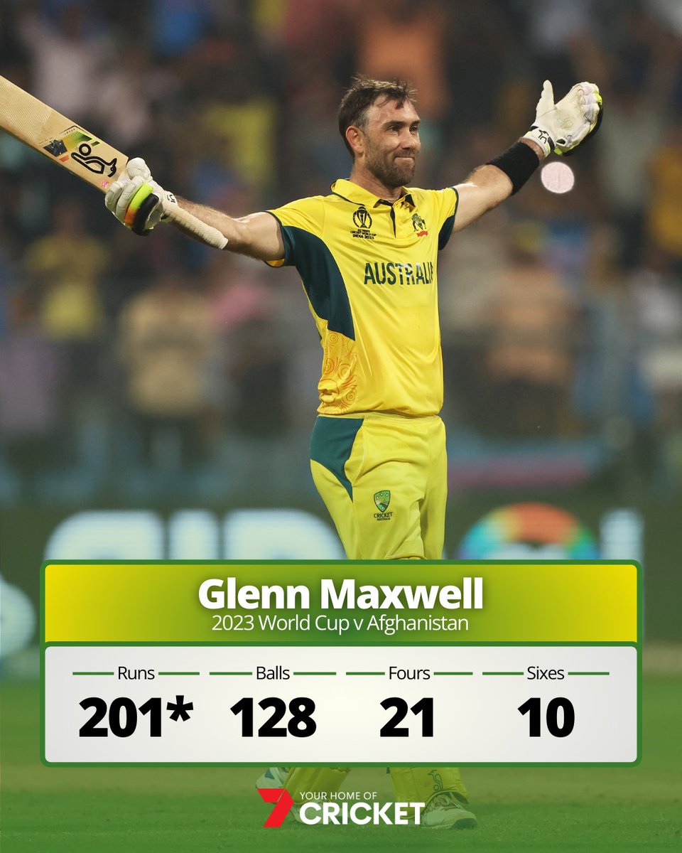 A Great Knock, A Great Innings, Take A Bow
#GlennMaxwell #ICCCricketWorldCup23 #NeverGiveUp #maxwel #maxwellmagic #AusvsAfg