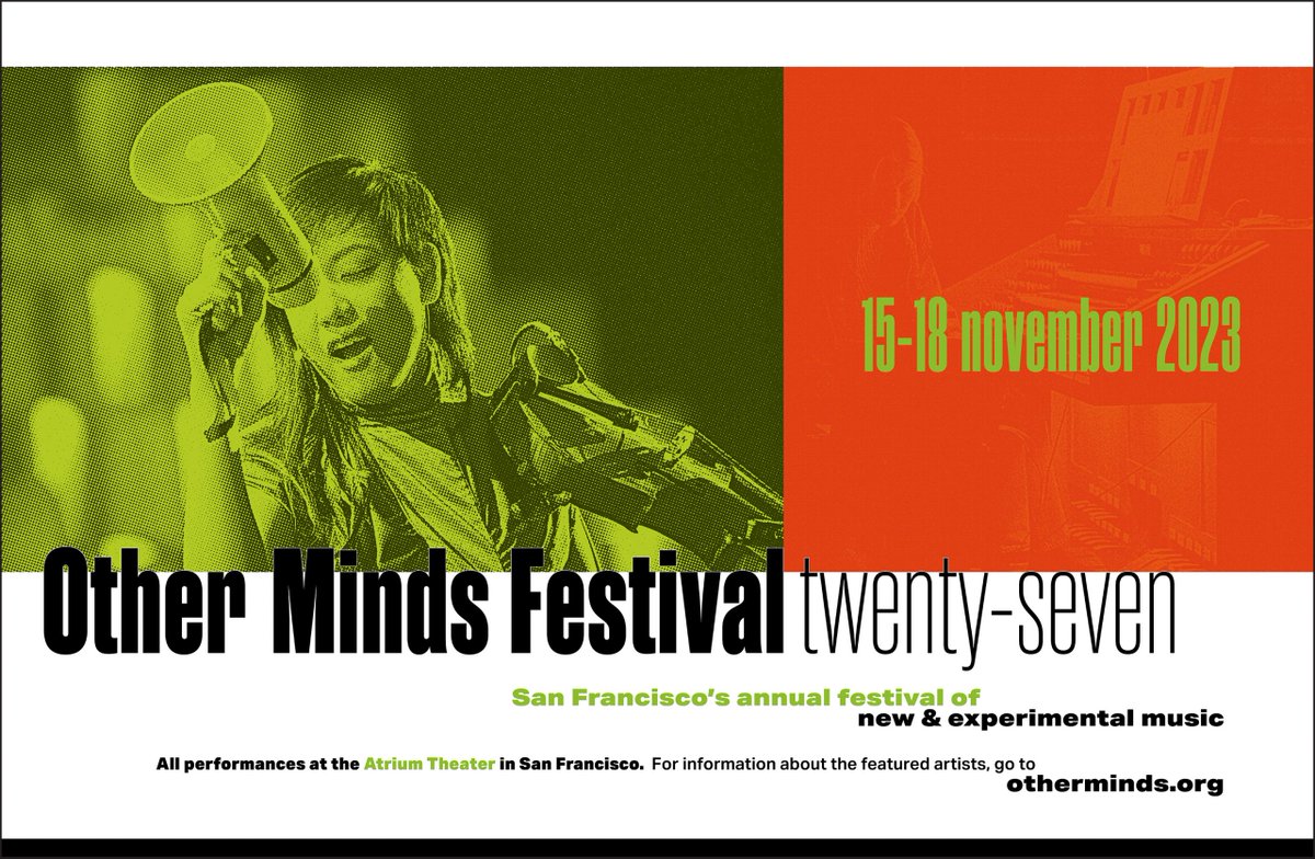 SF! Oakland! Join us next week at @OtherMindsSF Festival -- with a stacked headlining roster feat. @MortonSubotnick @CraigTaborn @Lillevan @joshue @neilrolnick @MKouyoumdjian @borabot and more! Nov 15-18! Join us for sonic explorations otherminds.org/festivals/