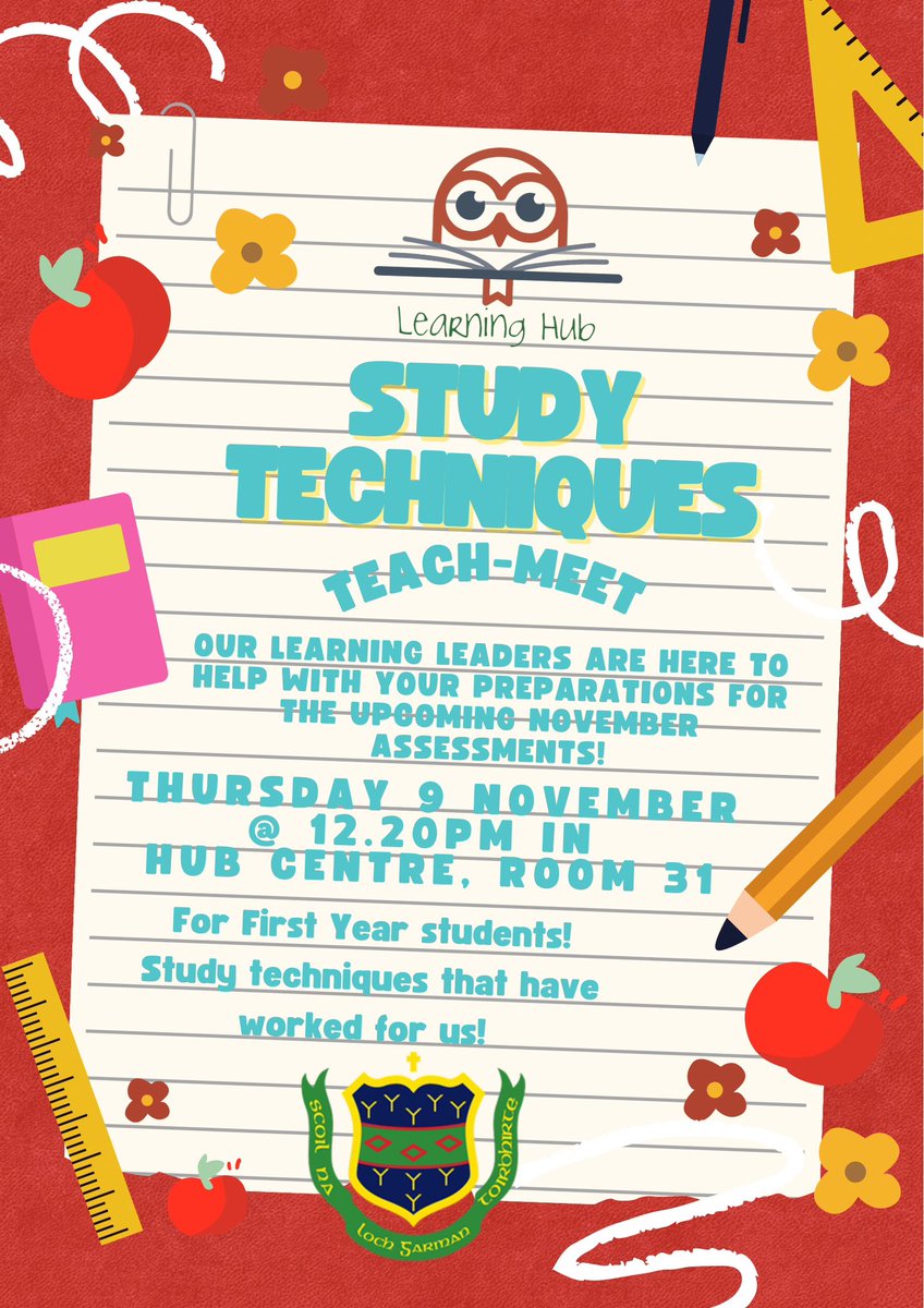 PresWexHub's tweet photo. We’re looking forward to hosting this teach-meet on effective study techniques for all interested First Year students, this Thursday lunchtime at 12.20pm in Hub Centre, Room 31. With the upcoming November tests on the way, we’re here to help! #studentvoice #studentleadership https://t.co/a7XzWYsBeP