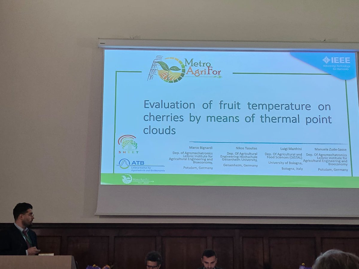 Great presentation of Marco Bignardi. He presented a new approach to characterise temperature variation in cherries 🍒 using #LiDAR data in #MetroAgri
<a href="/IEEEorg/">IEEE</a>
<a href="/Prec_Hort/">Hort Lab</a> <a href="/ecopomlab/">ECOPOM</a> <a href="/hsgeisenheim/">HochschuleGeisenheim</a>