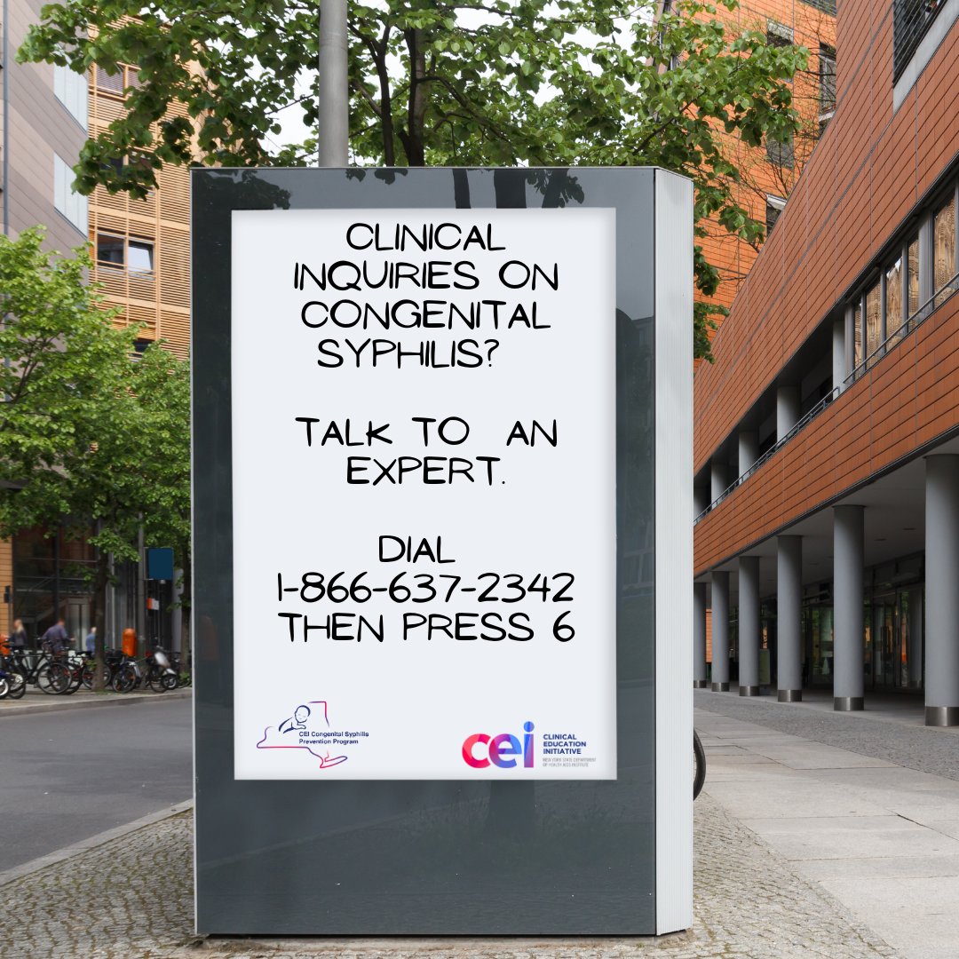 CEI offers a helpline for clinicians with questions about patient cases related to #syphilis #congenitalsyphilis and other #STIs. Dial 1-866-637-2342 then press 6 to speak with a pediatric or adult infectious disease specialist! 📱🧑‍⚕️ #CEI_STD #SexualHealth