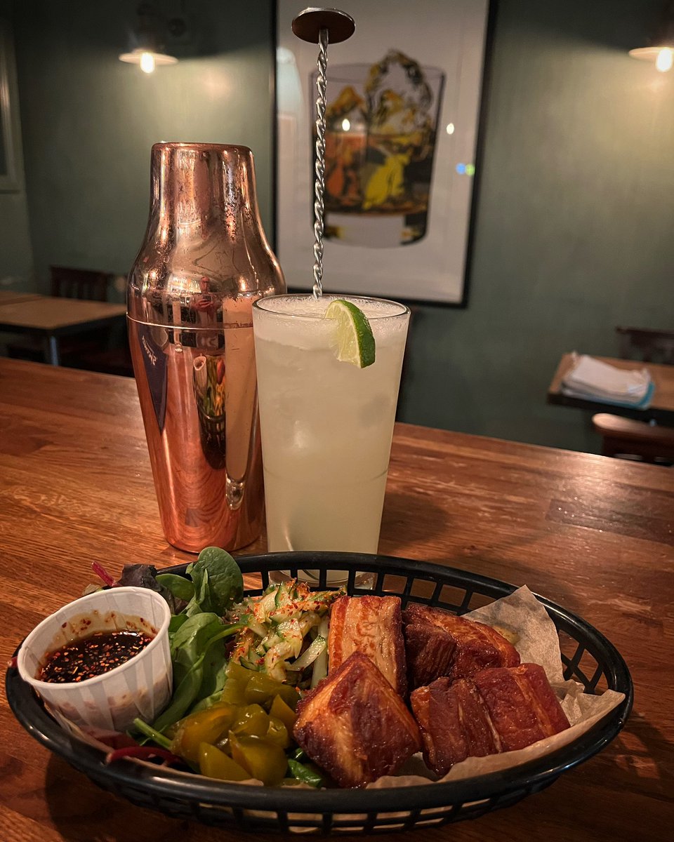 A Blue Joanna favourite & it’s been flying out lately. Crispy Pork Belly w/ lime & soy dip. Enjoy it with a delicious Lychee Tom Collins. #bluejoanna 💙🎹