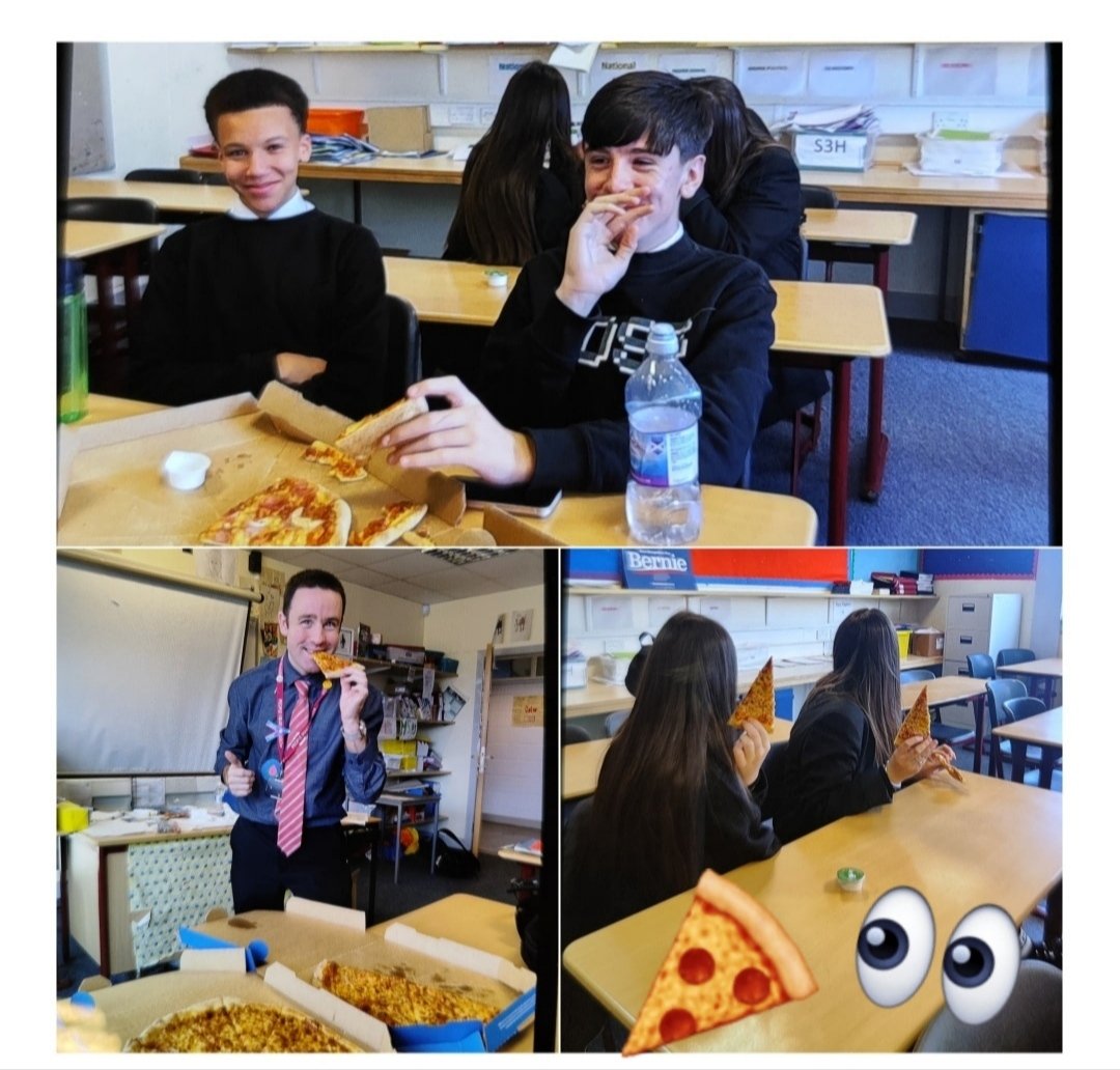 Yesterday @MrMcGarry1 treated his S4 RAMS group to some pizza 👀🍕 They kindly kept me a slice and took some pictures for me as well 📷🤣 #relationships #lunchtimetreats @allsaintsrcsec @socialallsaints