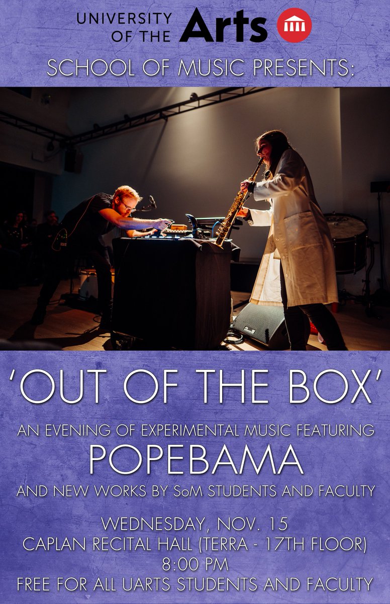 popebamanation (@popebamanation) on Twitter photo OUT OF THE BOX!
Wed, Nov 15, 2023 // 8pm
excited to perform at <a href="/UArts/">UniversityoftheArts</a> #philly
📷 OUT OF THE BOX!
Wed, Nov 15, 2023 // 8pm
excited to perform at <a href="/UArts/">UniversityoftheArts</a> #philly
📷