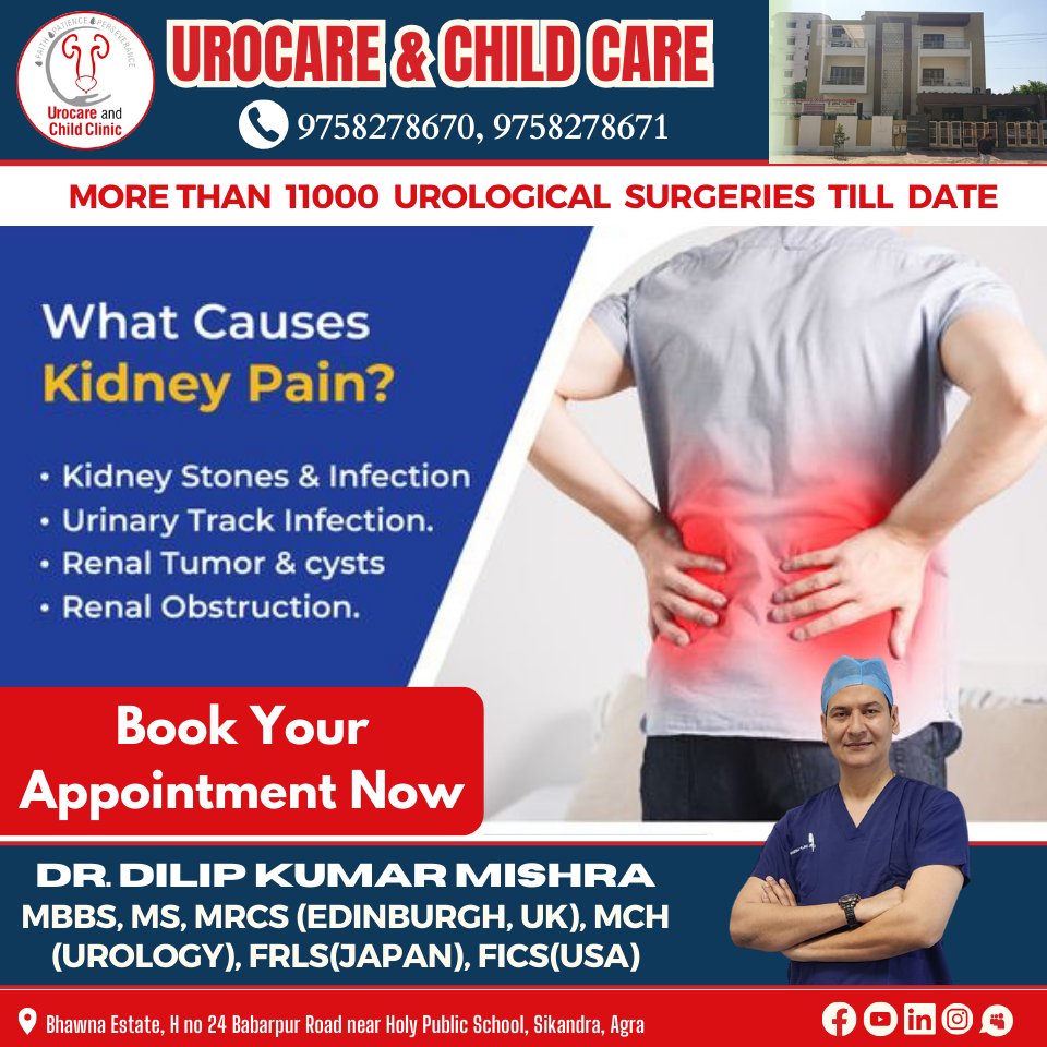Kidney pain can be a real hassle, but with Dr. Dilip Kumar Mishra, you've got an expert by your side. Discover why your kidneys may be causing discomfort and let us help you find relief and answers. Your kidney health is in good hands! 💪👨‍⚕️ #KidneyPain #DrDilipKumarMishra