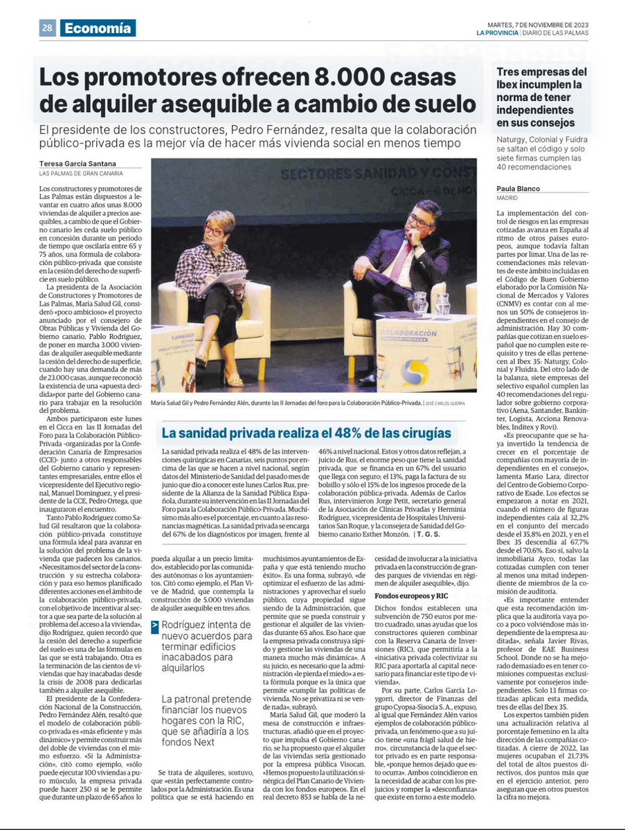 LpaAecp's tweet photo. Ayer tuvo lugar la II Jornadas del Foro para la colaboración público-privada, en la que nuestra presidenta, Salud Gil, Vicepresidenta también de @ConfeCan, moderó la mesa "Experiencias y aplicaciones sectoriales en CONSTRUCCIÓN, necesidades y planteamiento de proyectos" https://t.co/77FgX3wble
