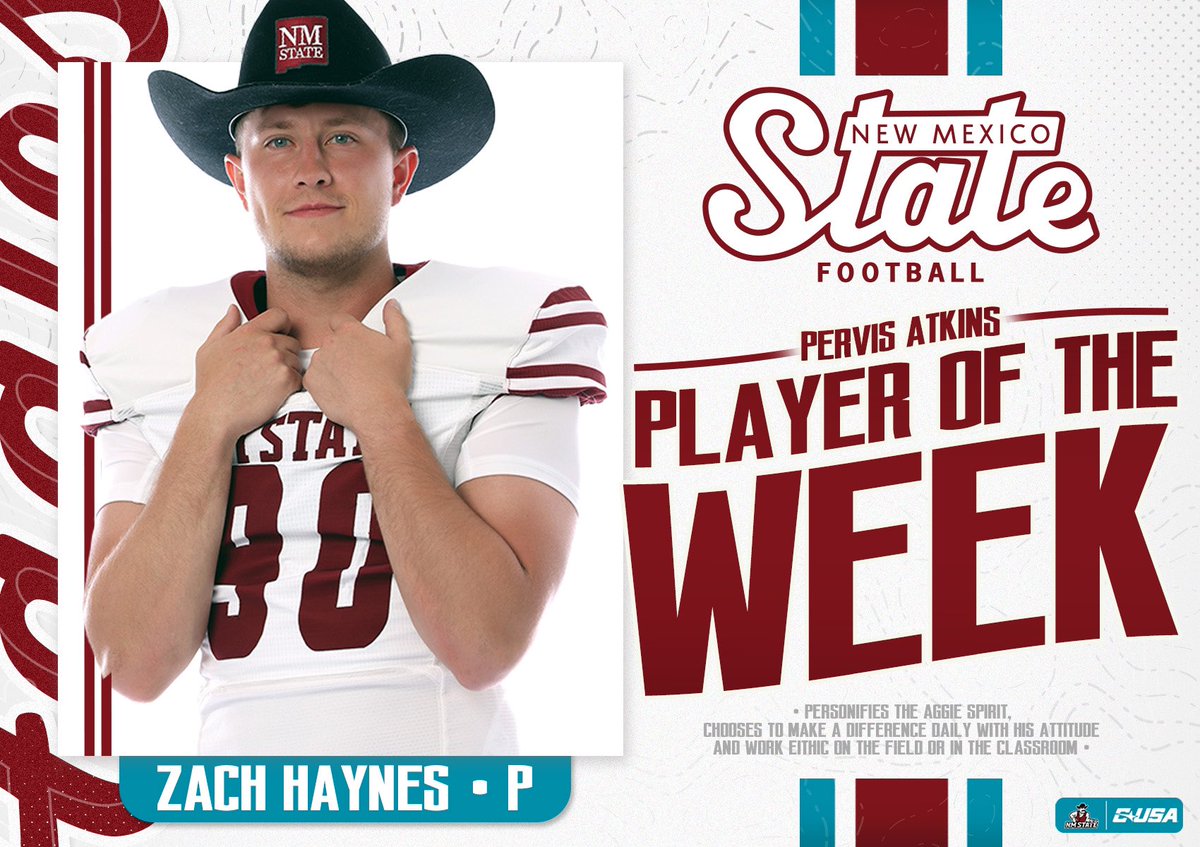 The man is a weapon!😤

On Saturday, <a href="/ZachHaynes12/">Zach Haynes</a> pinned MTSU inside its 20 yard line four times, including forcing the Blue Raiders to start their final drive from their own 10!🎯

#AggieUp