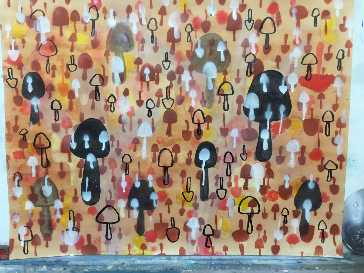 baptisteibar's tweet photo. #mushroom #workonpaper #painting 
#baptisteibar https://t.co/1uCb2IUzHX