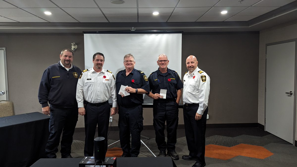 Today, Grant Love and Andrew Blair were awarded the Fire Services Long Service Medal for their dedicated service. Grant Love received his 30 and 35 years of service medals, while Andrew Blair received his 35-year service medal. Congratulations to both of them! 
#OFC
