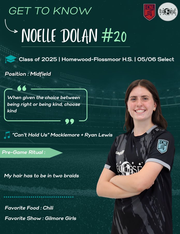Eclipse Select SC (@eclipseselectsc) on Twitter photo 𝑮𝒆𝒕 𝑻𝒐 𝑲𝒏𝒐𝒘 - 𝑵𝒐𝒆𝒍𝒍𝒆 𝑫𝒐𝒍𝒂𝒏
↳ <a href="/noelledolan2025/">Noelle Dolan</a>
🎓 2025
📚 6.21/6 GPA
⚽️ MID
📧 noelledolan2025@gmail.com
🎞️ IG - noelle.rae12 𝑮𝒆𝒕 𝑻𝒐 𝑲𝒏𝒐𝒘 - 𝑵𝒐𝒆𝒍𝒍𝒆 𝑫𝒐𝒍𝒂𝒏
↳ <a href="/noelledolan2025/">Noelle Dolan</a>
🎓 2025
📚 6.21/6 GPA
⚽️ MID
📧 noelledolan2025@gmail.com
🎞️ IG - noelle.rae12