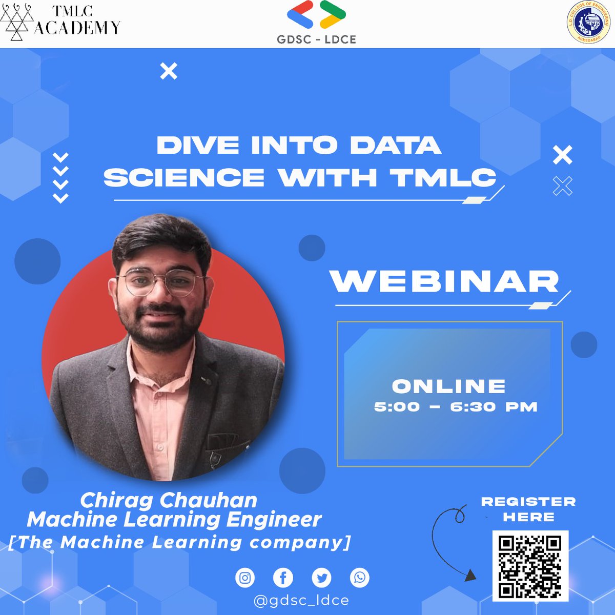 gdgoc_ldce's tweet photo. 📊 Dive deep into the data universe with Mr. Chirag Chauhan! 🚀 Join our exclusive webinar on Nov 8th, 4:45 PM, and unlock the secrets to success in data science. 🧠💻 RSVP now: https://t.co/epkDz83YmM #DataScience #MachineLearning #GDSCEvent https://t.co/7JBiuPvUVO