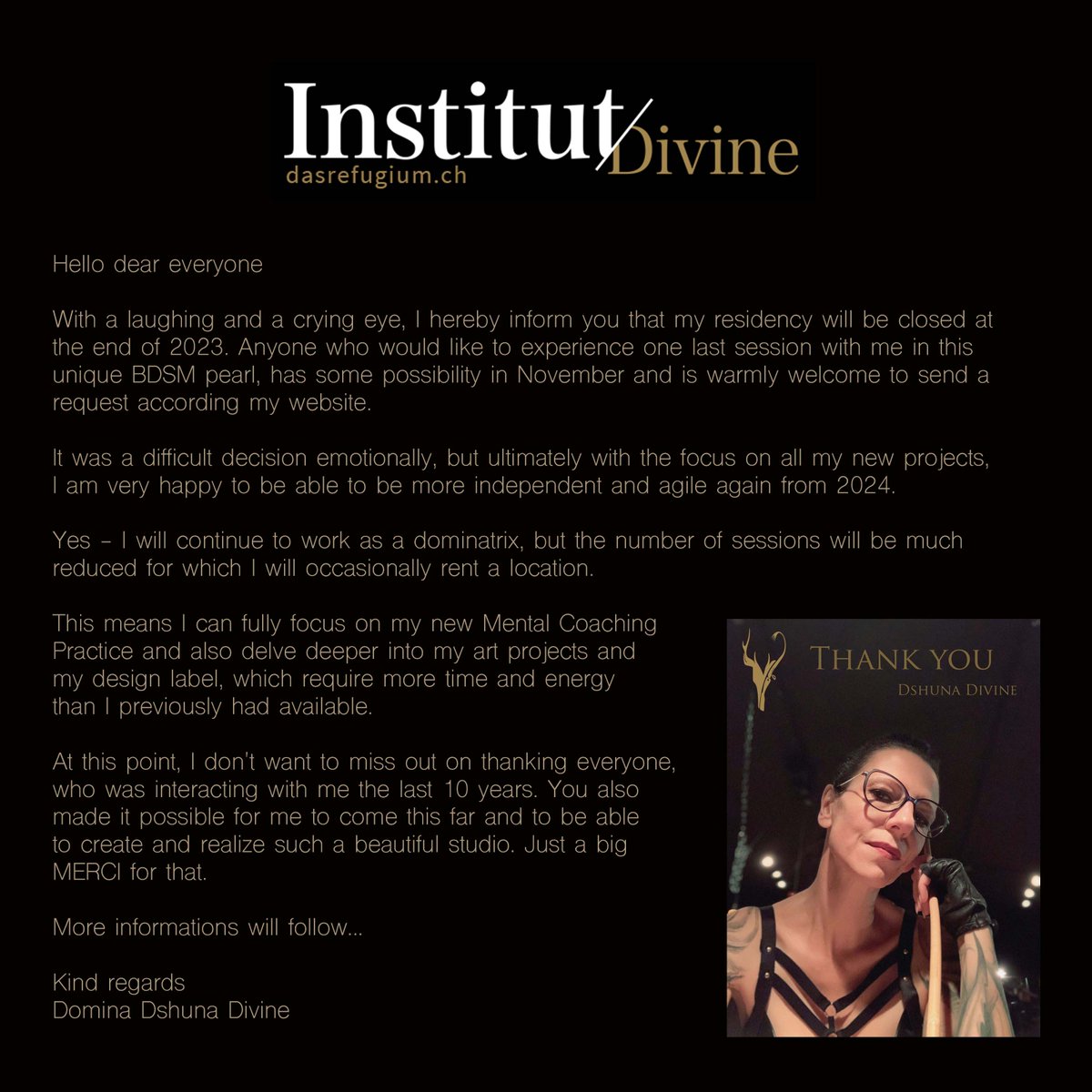 Closing meiner Residenz auf Ende Jahr!