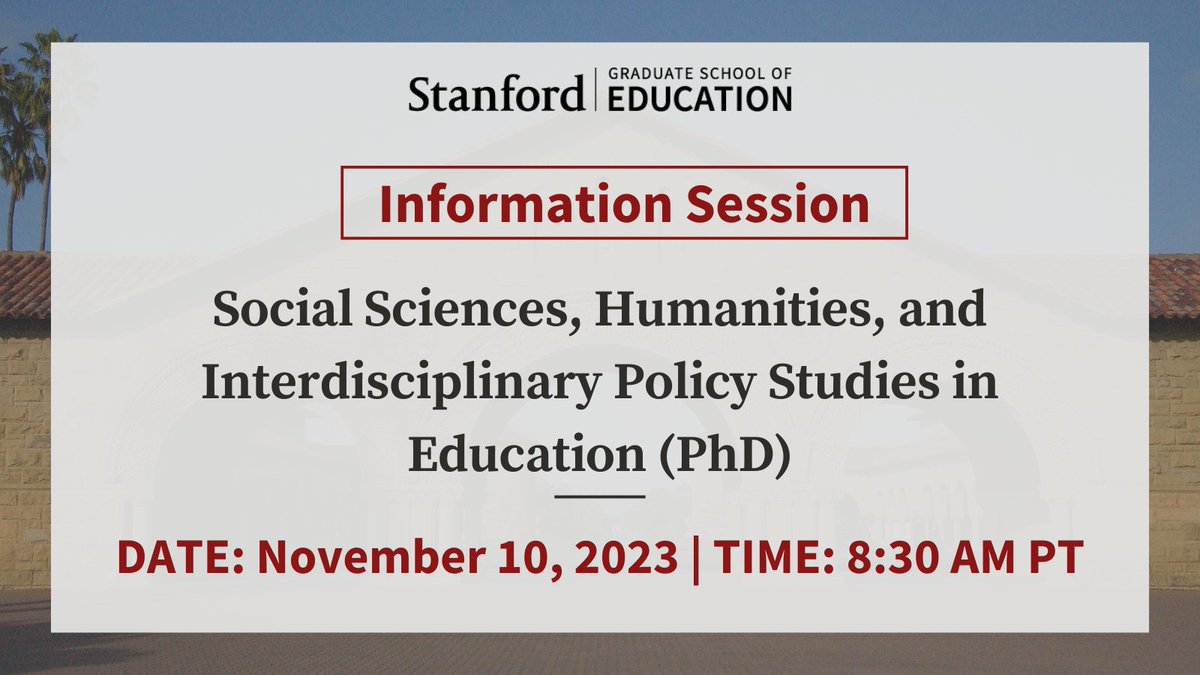 Curious about the GSE’s Social Sciences, Humanities, and Interdisciplinary Policy Studies in Education (SHIPS) PhD programs? Join Stanford GSE faculty and current PhD students for an online webinar to learn more: stanford.io/47hro2u