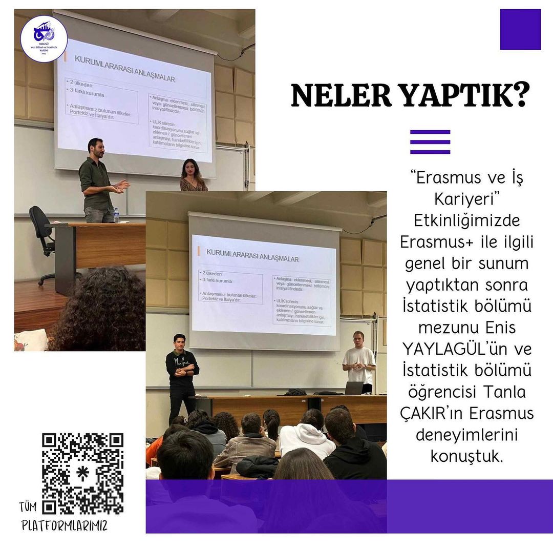 msgsuveribilimi's tweet photo. Herkese merhaba, 27 Ekim Cuma günü gerçekleştirdiğimiz ‘Erasmus ve İş Kariyeri’ etkinliğimizden fotoğrafları ve etkinlik özetini sizlerle paylaşmak isteriz. Etkinliğimize katılan Enis Yaylagül’e ve Tanla Çakır’a tekrardan teşekkür ederiz. Önümüzdeki etkinliklerde görüşmek üzere. https://t.co/D9sYK3dZPi