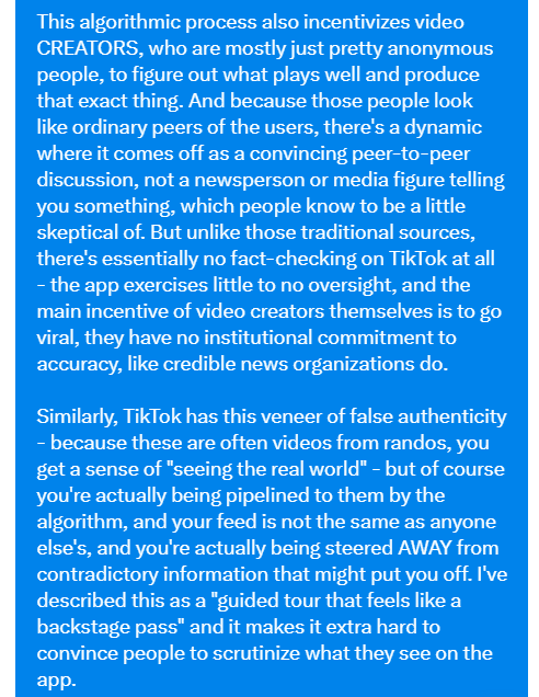 whstancil's tweet photo. Someone asked me why I think TikTok is a uniquely bad information source in the current environment. I get asked this a fair amount so here's my answer https://t.co/JDbXBcthGc