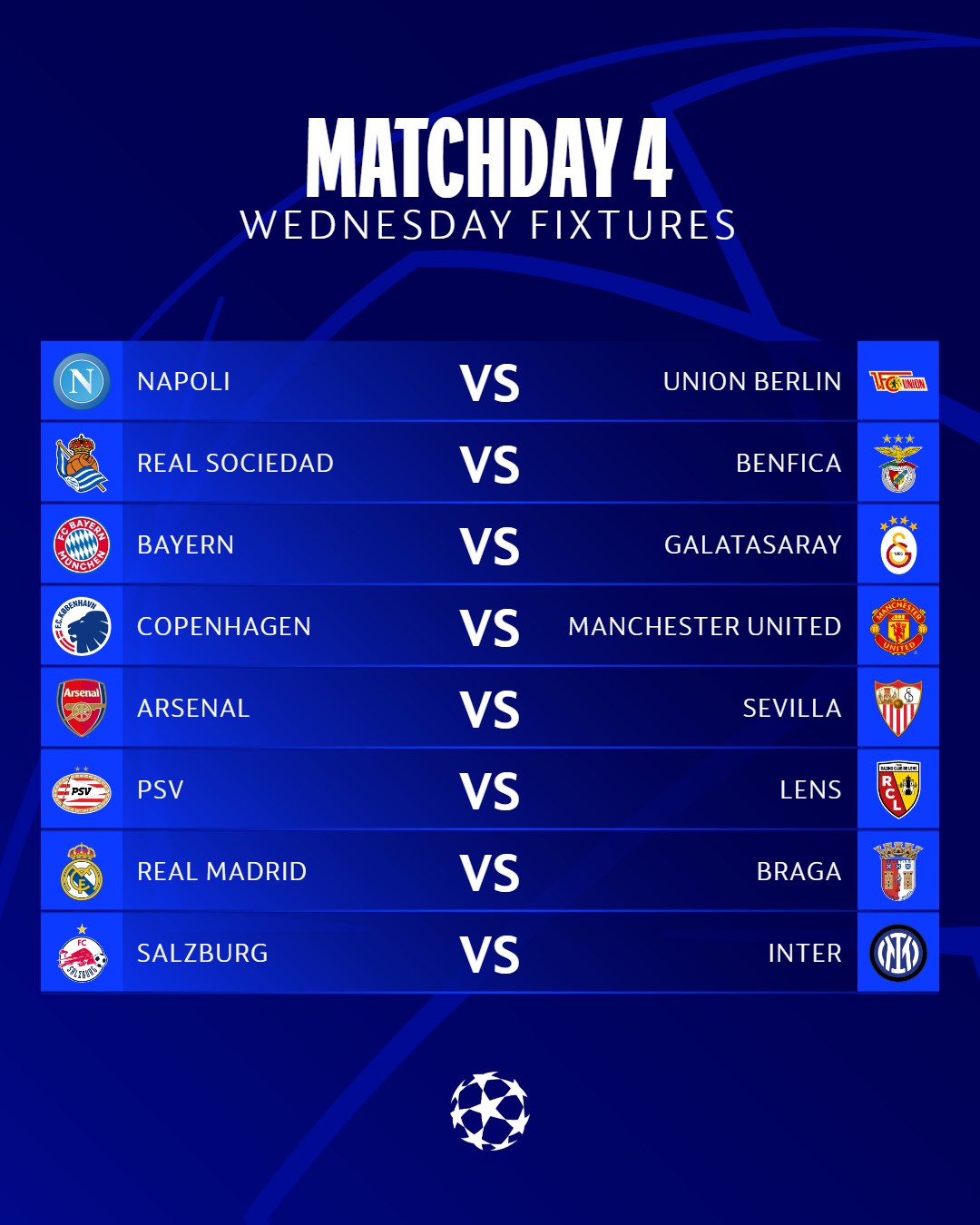Champion league fixtures deals