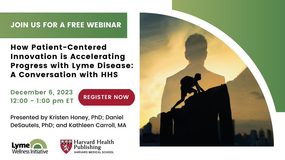 Despite affecting half a million people annually, the science of #Lymedisease is still emerging. Join us for a free #webinar with @khoney and her team from @HHSgov on patient-centered government initiatives that seek insights into the questions of #Lyme. bit.ly/46SFLud