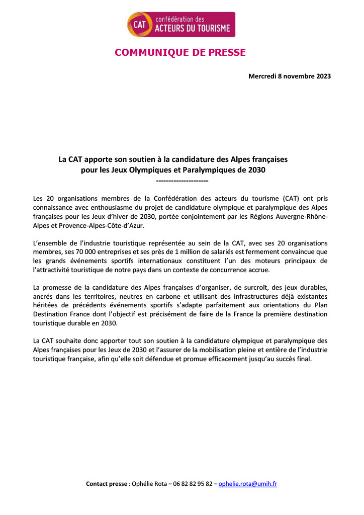 Confédération des acteurs du tourisme (CAT) tweet media