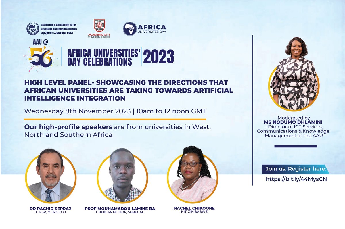 Day 3: Wednesday 8th Nov at 10am GMT - We will be hosting a high level panel to discuss the directions that selected #AfricanUniversities are taking towards Artificial Intelligence adaptation. This event is part of our week-long annual Africa Universities Day Celebrations. On