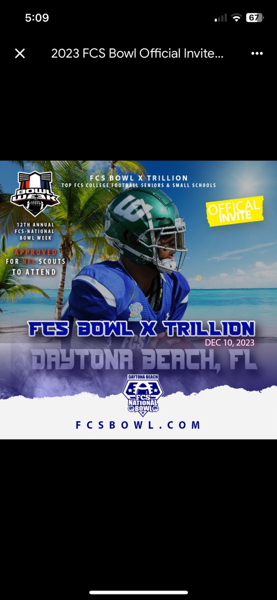 Focus is key all i needed was a opportunity…blessed to be able  to accept my invitation in the <a href="/FCSBOWL/">TRILLION FCS BOWL</a> all star game IM BOUT TO BE A PRO!