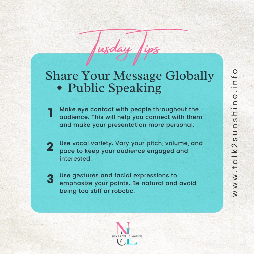 Tuesday Tips | Public Speaking #winningwomen #women #businesswomen #publicspeaking #empoweredwomenempowerwomen #womenbusiness #women4women #tuesdaytips #nextlevel #womenentrepreneurs #success #conferece #womeninbusiness #savethedate #joinus