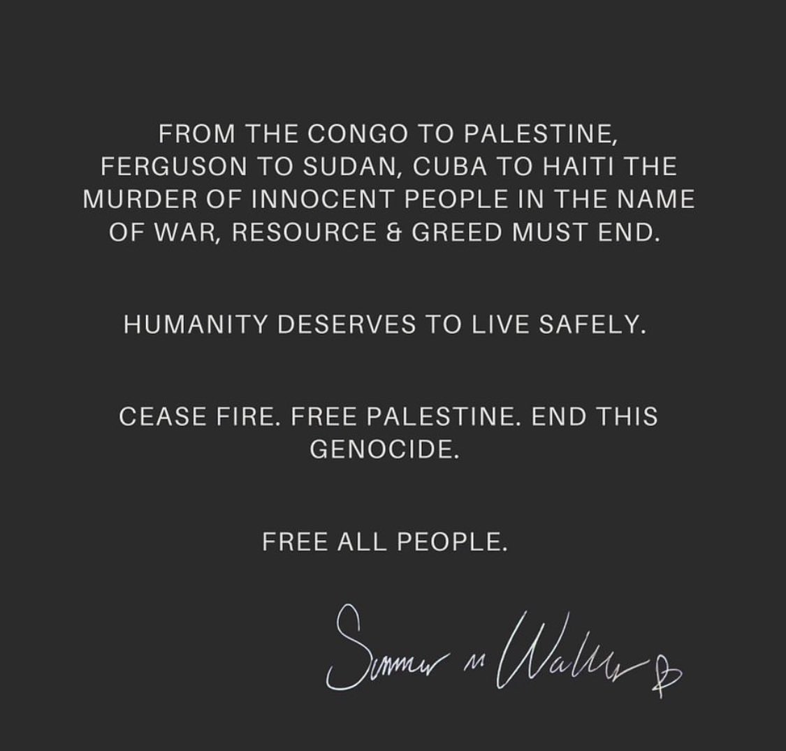 HotFreestyle's tweet photo. Summer Walker calls for an end to the genocide in Palestine https://t.co/jQWwQdTXFU