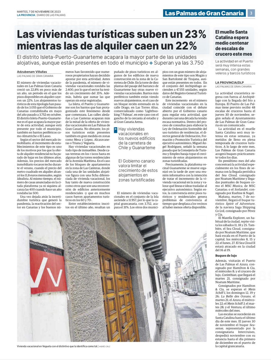 LpaAecp's tweet photo. El número de viviendas vacacionales en el conjunto de la isla asciende a 11.957, por lo que la capital grancanaria, con 3.752, acapara el 31%. https://t.co/46O3Frv3QE