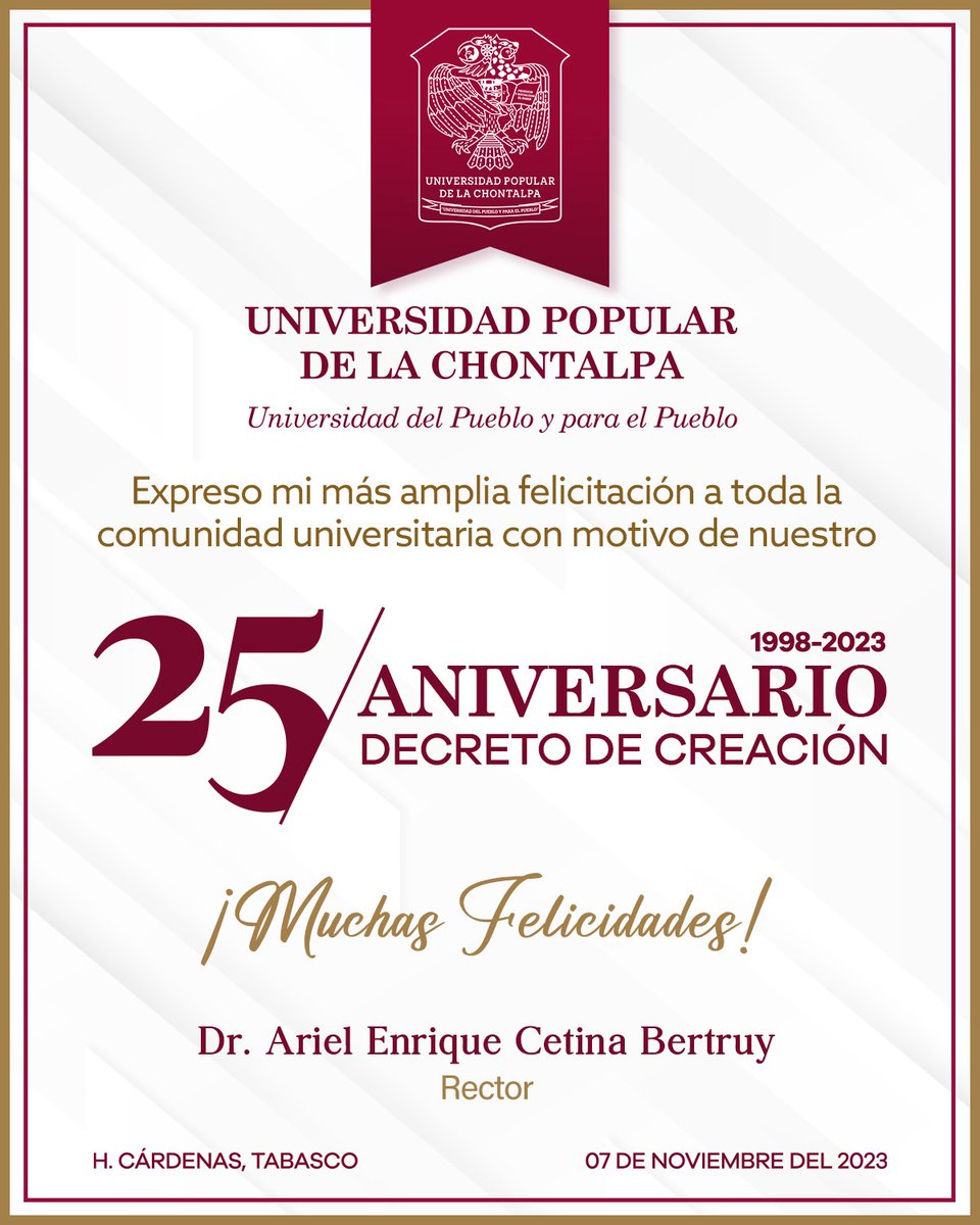 Hoy con el compromiso de seguir creciendo festejamos estos 25 años del decreto de creación, el compromiso de todos quienes la conformamos es primordial para impulsar a la UPCH y lograr nuevas metas, brindando a las nuevas generaciones educación de calidad y humanista #Felices25