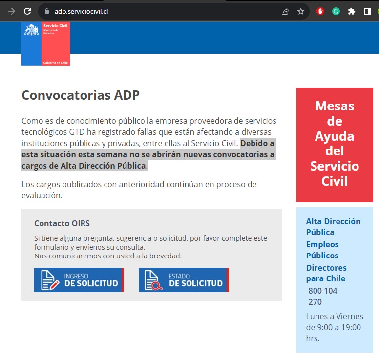Han pasado ya 16 días desde el ataque sufrido por el grupo GTD, llama la atención este tipo de comunicados, quedan un par de preguntas dando vueltas, i) ¿cuándo se reanudará el servicio, la próxima semana, la subsiguiente, en un mes?  y ii) ¿existe un plan de contingencias?