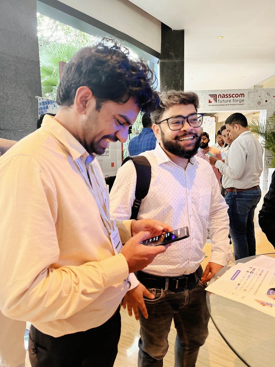 saarthi_ai's tweet photo. Day 1 of #nasscomFutureForge wrapped up!
🚀 Our team shined, sharing the power of https://t.co/h8UDrVLDGW with the world. Great conversations, great energy, great start.
Here’s to an even more exciting Day 2!
#DeepTech #InnovationForImpact #FutureForge2023 https://t.co/ESnZNIMT5z