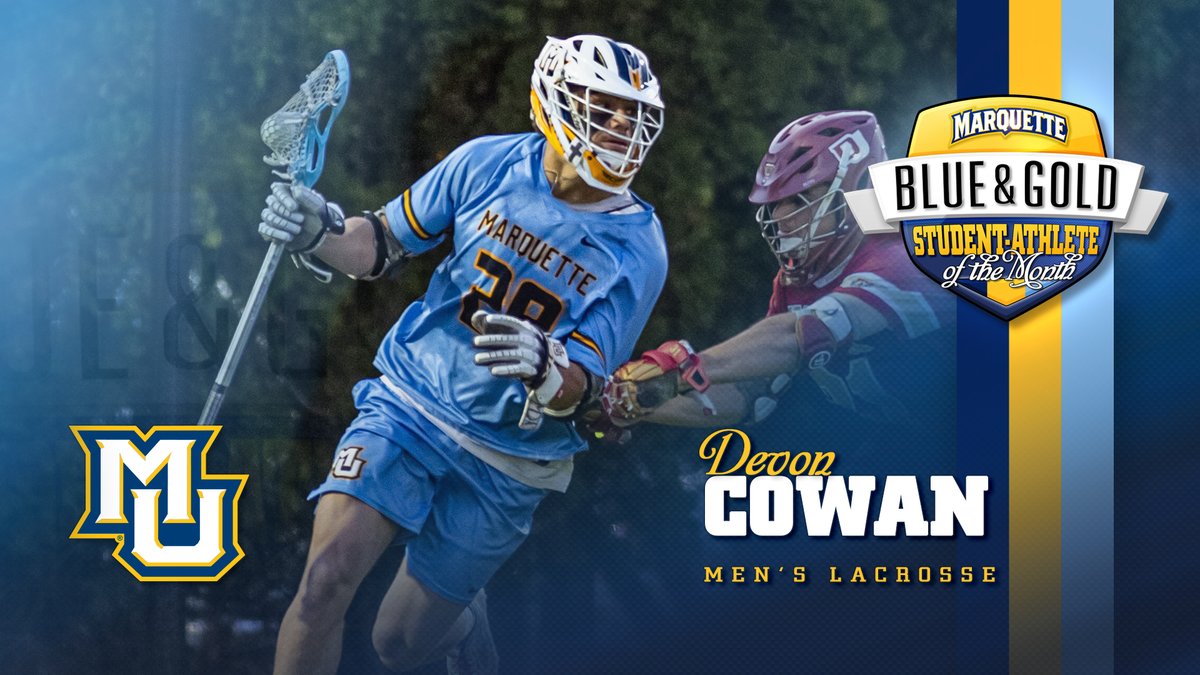 Devon Cowan of <a href="/MarquetteMLAX/">Marquette Lacrosse</a> is the Blue &amp; Gold 💙💛 Student-Athlete of November! #WeAreMarquette

⬇️ MORE INFO ⬇️
gomarquette.com/news/2023/11/1…