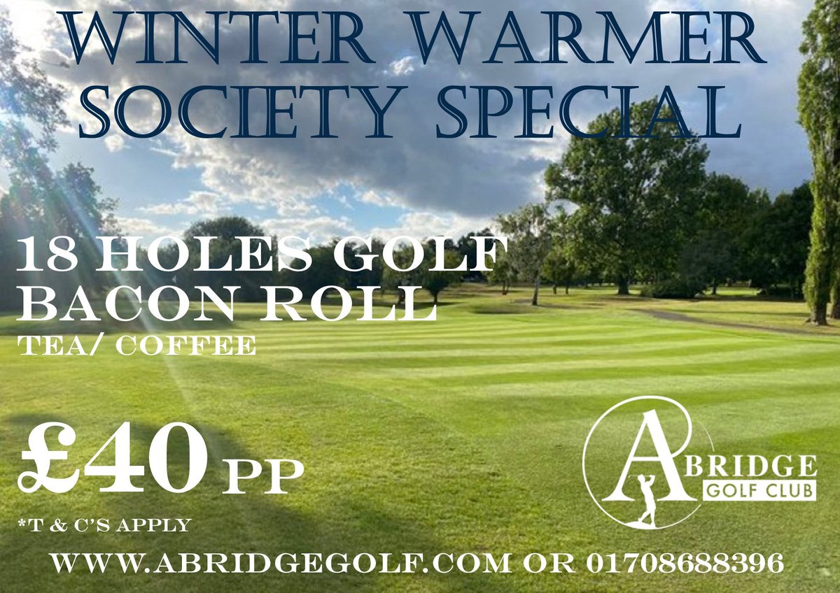 It's that time of the year again for a nice WINTER WARMER SOCIETY SPECIAL!  BOOK NOW and enjoy a true golfing experience abridgegolf.com or 01708688396 #golfexperience #golfislife #number1 <a href="/golf/">Golf</a> @golfdigest @golfmonthly