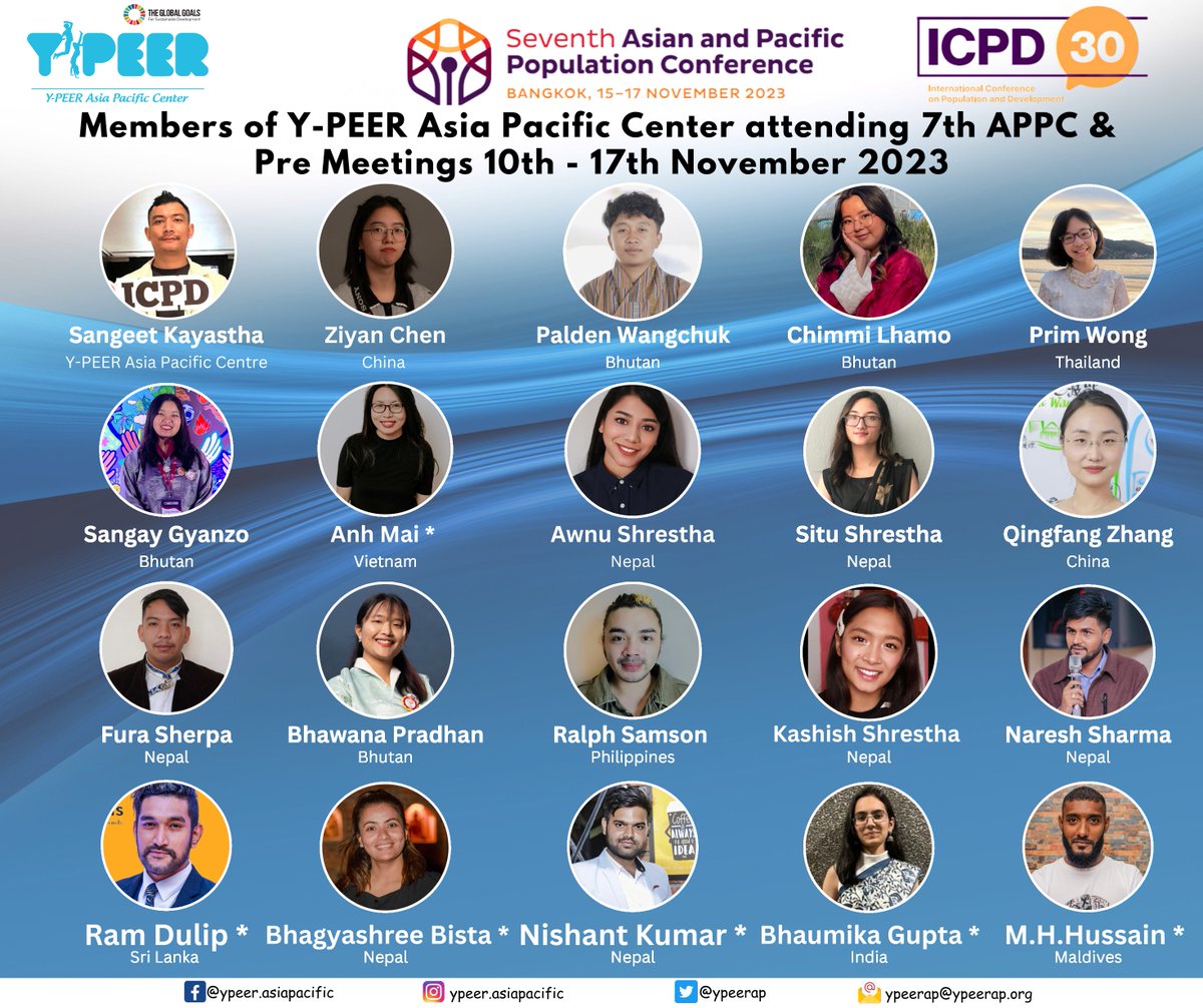 ypeerap's tweet image. This year, 20 Members of YPEER ASIA PACIFIC CENTER will attend the Asia Pacific Population Conference and Pre-Conferences between 10-17 November 2023 in Bangkok, Thailand. Congratulations to all selected members for the conference that comes once every 10 years.  #7APPC #APPC7