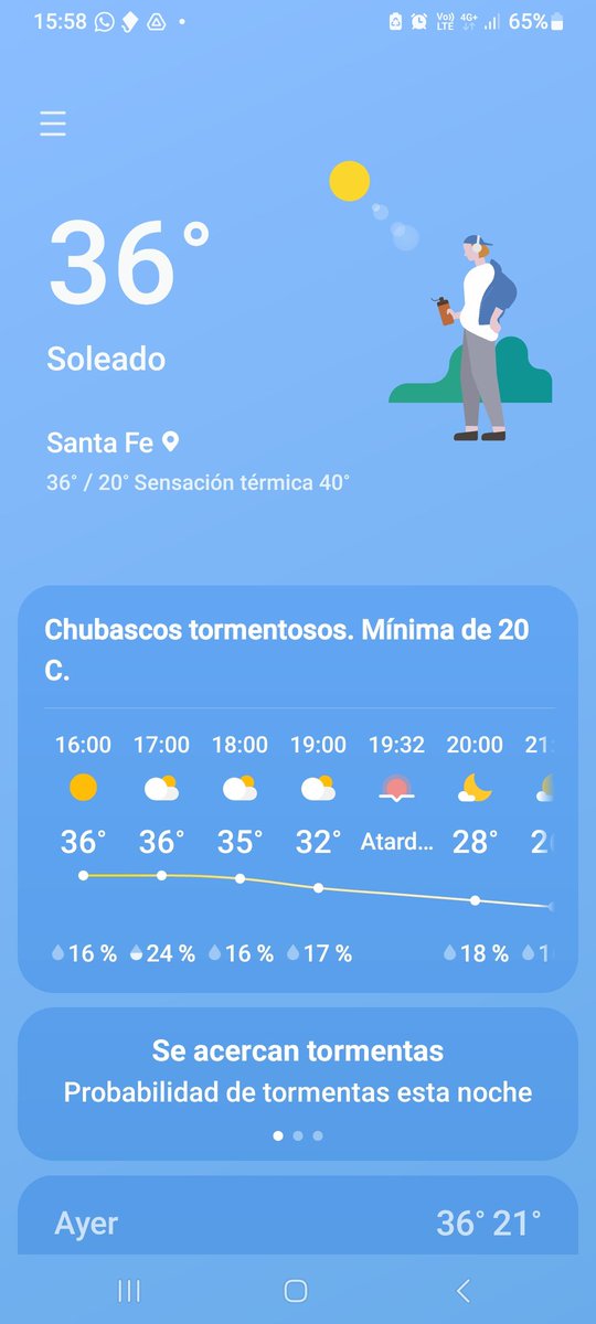 Hace 4 ds 8°. Hermoso y ciclotimico Santa Fe...