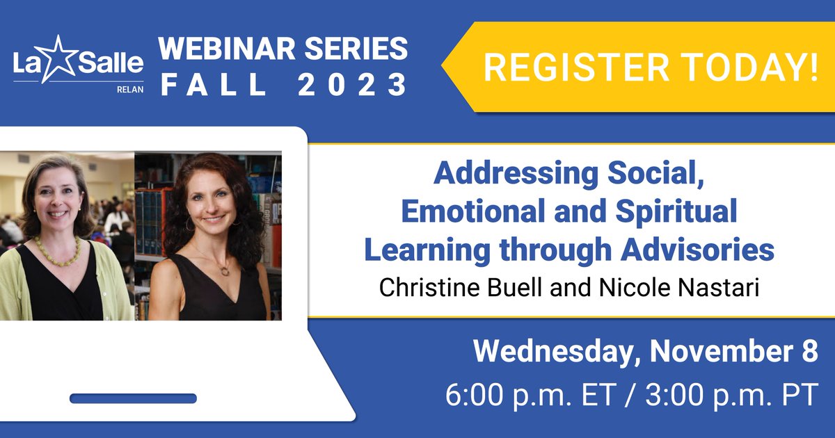 LAST CHANCE! 🚨 Tomorrow @SHCinSF’s Christine Buell and Nicole Nastari will lead participants in a #Lasallian approach to advisories that address the whole person socially, emotionally and spiritually. Register at: bit.ly/45lEuul @fscDENA @MidwestDistrict @SFNODistrict