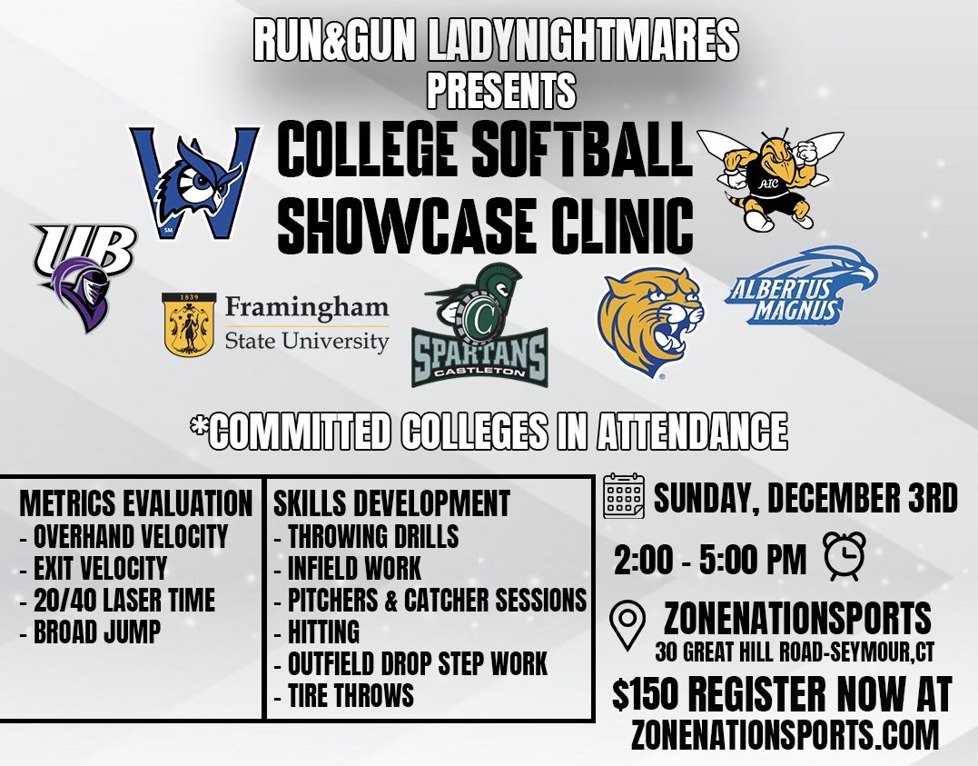 RG Lady Nightmares (@nightmaresrg) on Twitter photo Join our lady nightmare coaches and showcase your talents in a private setting in front of college coaches! <a href="/NightmaresNew/">New York Lady Nightmares</a> <a href="/ExtraInningSB/">EXTRA INNING SOFTBALL</a> <a href="/LegacyLegendsS1/">Legacy & Legends Softball</a> <a href="/DawnMStearns1/">Dawn M Stearns</a> @Coach___Fletch <a href="/Coach_Ladino/">Jon Ladino</a> <a href="/CoachLouAMC_SB/">Lou Bunosso</a> <a href="/CastletonSports/">Castleton Spartans</a> @PhilWil04 <a href="/GameTimeCT/">GametimeCT</a> <a href="/RASports/">Rep-Am Sports</a> <a href="/CoastRecruits/">Coast 2 Coast Recruits</a> Join our lady nightmare coaches and showcase your talents in a private setting in front of college coaches! <a href="/NightmaresNew/">New York Lady Nightmares</a> <a href="/ExtraInningSB/">EXTRA INNING SOFTBALL</a> <a href="/LegacyLegendsS1/">Legacy & Legends Softball</a> <a href="/DawnMStearns1/">Dawn M Stearns</a> @Coach___Fletch <a href="/Coach_Ladino/">Jon Ladino</a> <a href="/CoachLouAMC_SB/">Lou Bunosso</a> <a href="/CastletonSports/">Castleton Spartans</a> @PhilWil04 <a href="/GameTimeCT/">GametimeCT</a> <a href="/RASports/">Rep-Am Sports</a> <a href="/CoastRecruits/">Coast 2 Coast Recruits</a>