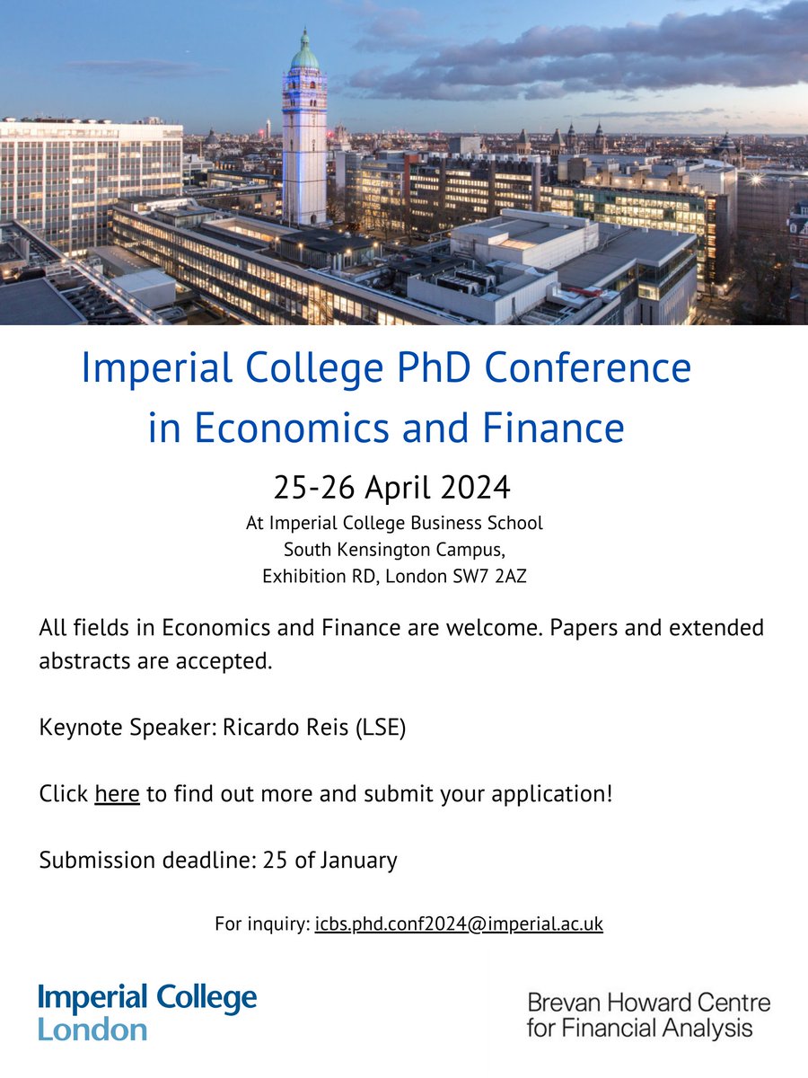 📢 Call for Papers!  1st PhD Conference at Imperial College Business School happening on April 25-26. Submit your papers (or extended abstract) by January 25, 2024.

sites.google.com/view/icbs-phd-…