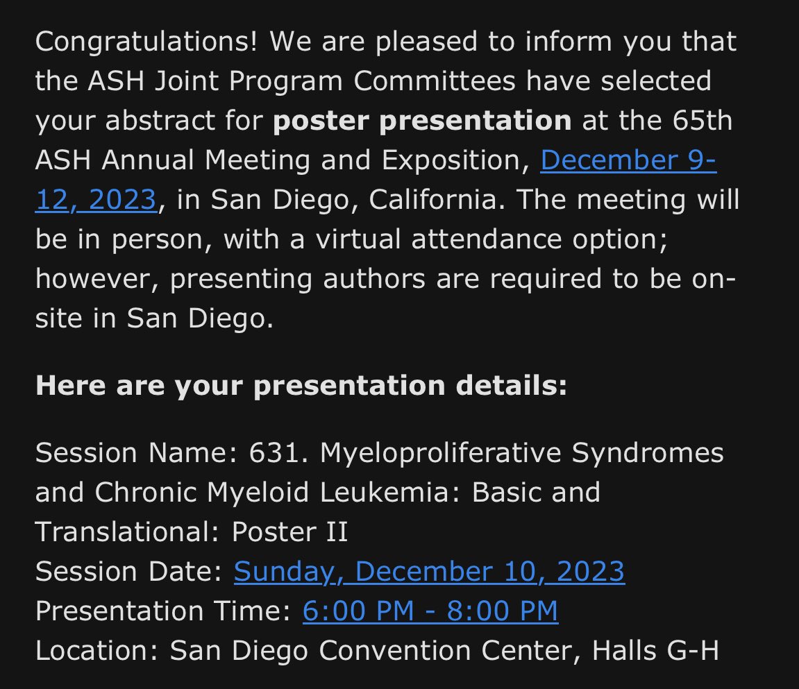 Beyond happy to be a co-first author with <a href="/DrRolles/">Benjamin Rolles, MD</a> presenting at <a href="/ASH_hematology/">ASH</a> this year! Can’t wait! Many many thanks for the support and guidance of <a href="/MullallyLab/">Mullally Lab</a>!! 🩸